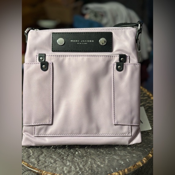 NWT Marc Jacobs Wisteria Lavender Nylon Crossbody Bag • Adjustable Black Strap - Picture 3 of 16